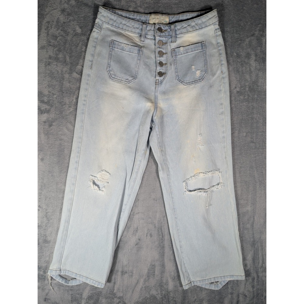 Banjara Womens Size 9/28 High Rise Wide Leg Distressed Jeans Light Wash Blue